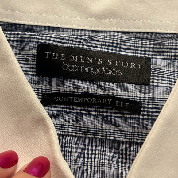 Plaid Contrast Collar Dress Shirt - Picture 5 of 7